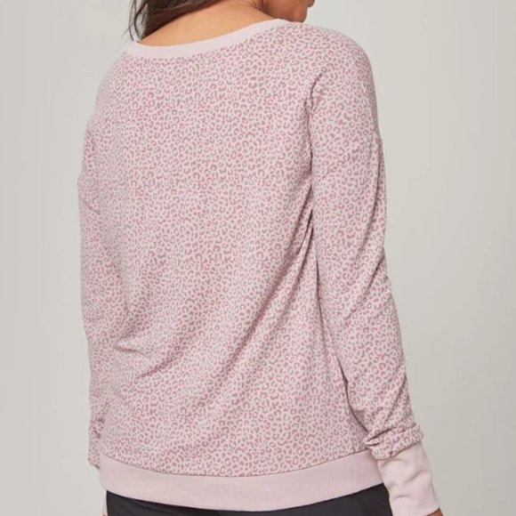 Mondetta Womens Blush Pink Leopard Print  Long Sleeve Sweater Sweatshirt… - Picture 2 of 16